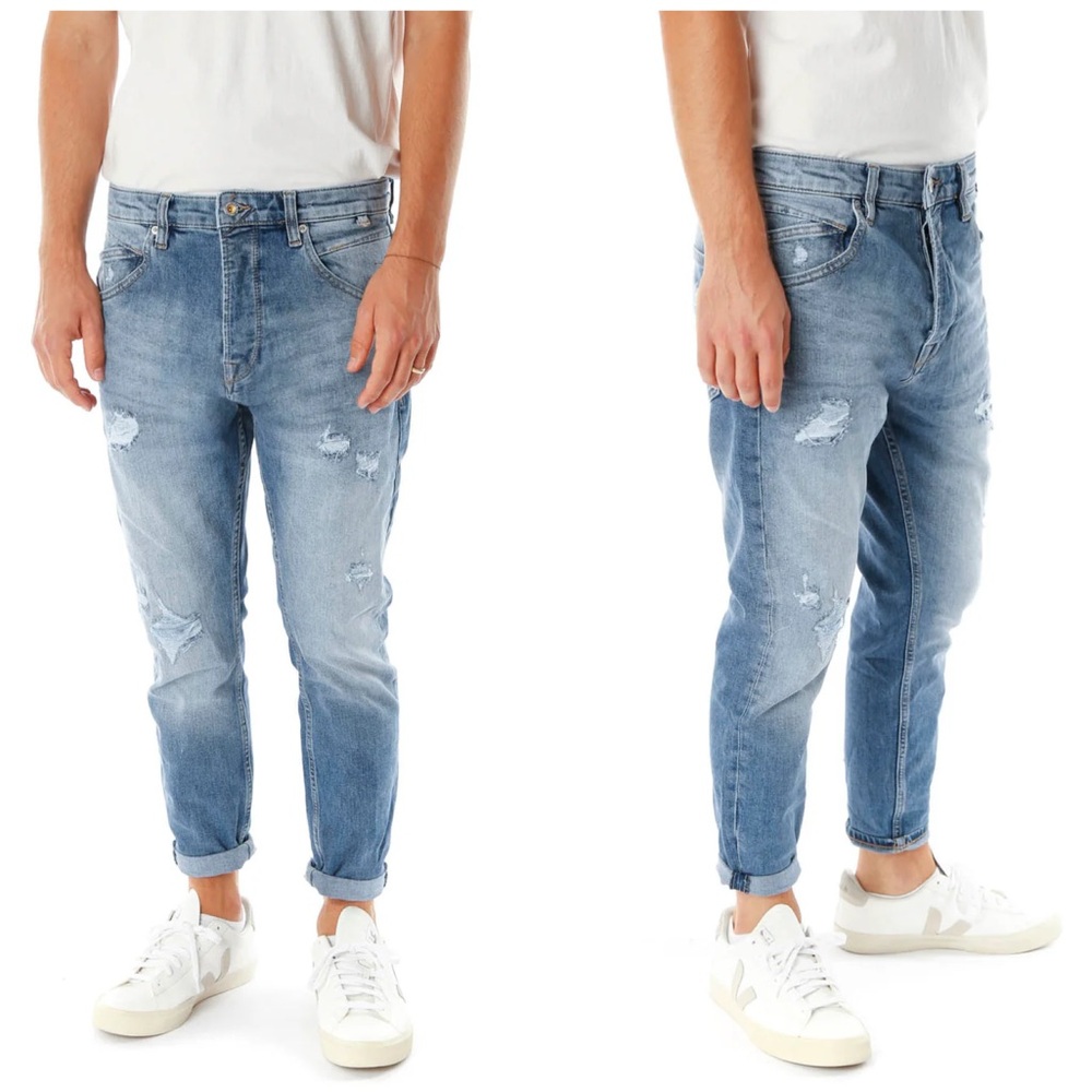 Gabba Alex K4399 Tapered Fit Mid‎ Waist Jeans Stretch Distressed Denim Size 29